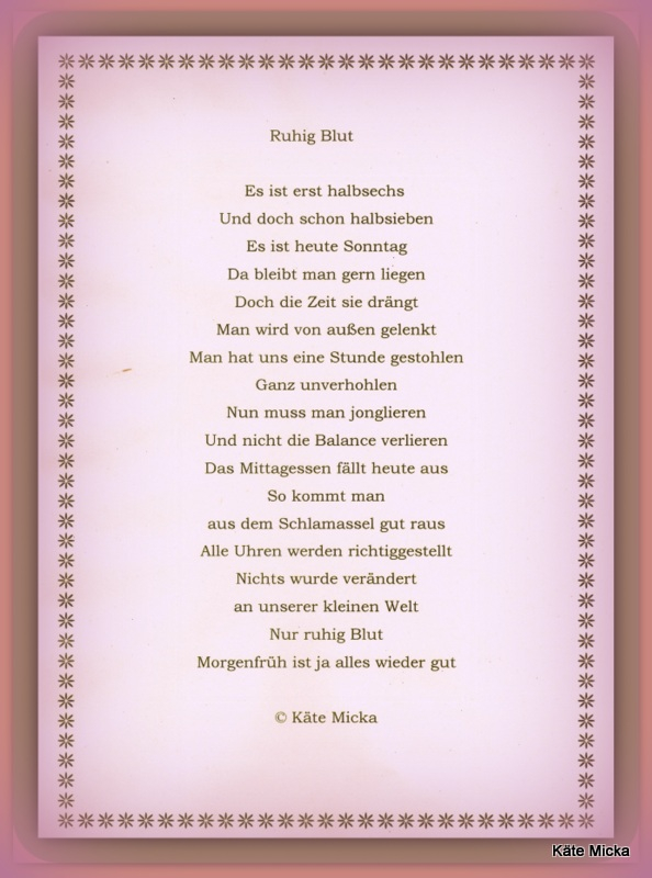 Bildgedicht: Nur ruhig Blut