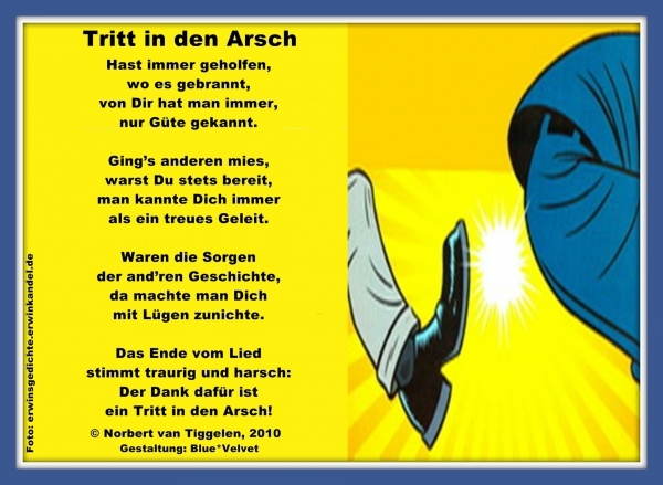 Bildgedicht: Tritt in den Arsch