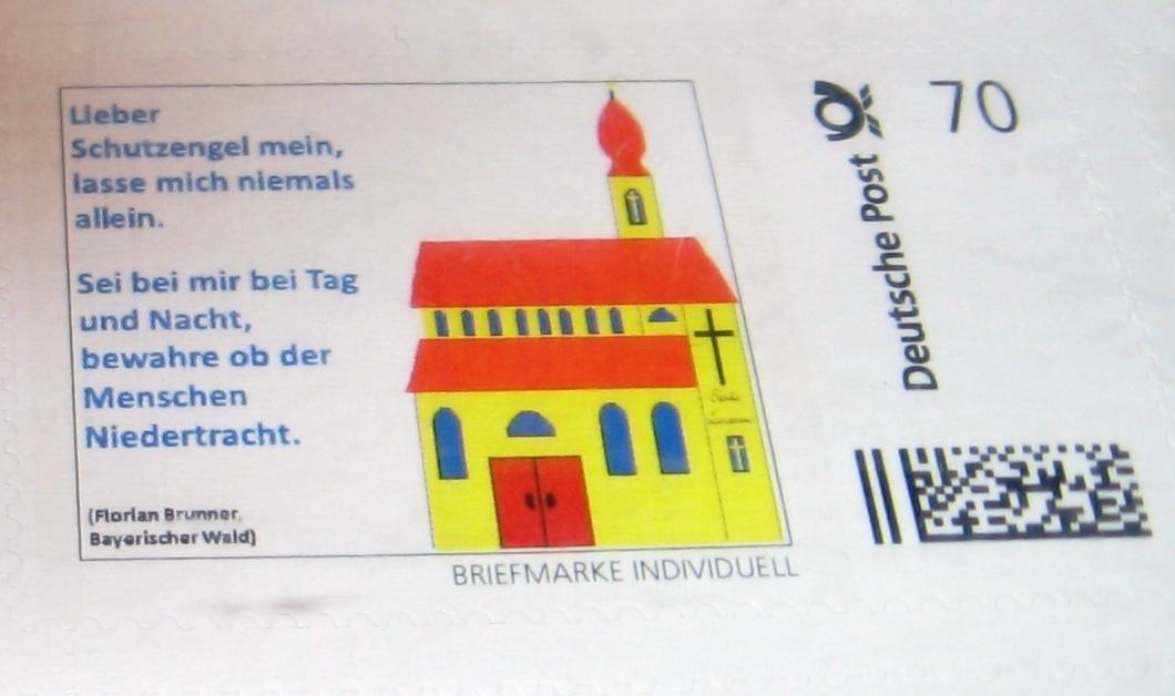 Bildgedicht: Schutzengel - Gedicht als Briefmarke 1