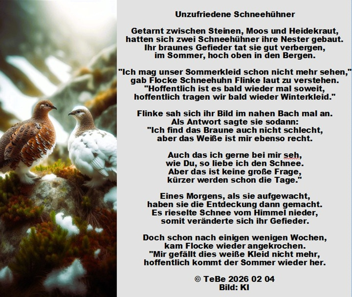 Bildgedicht: Unzufriedene Schneeh&uuml;hner