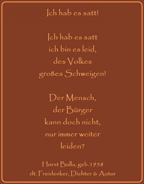 Bildgedicht: Ich hab es satt!