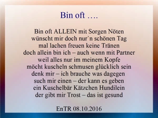 Bildgedicht: Bin oft allein