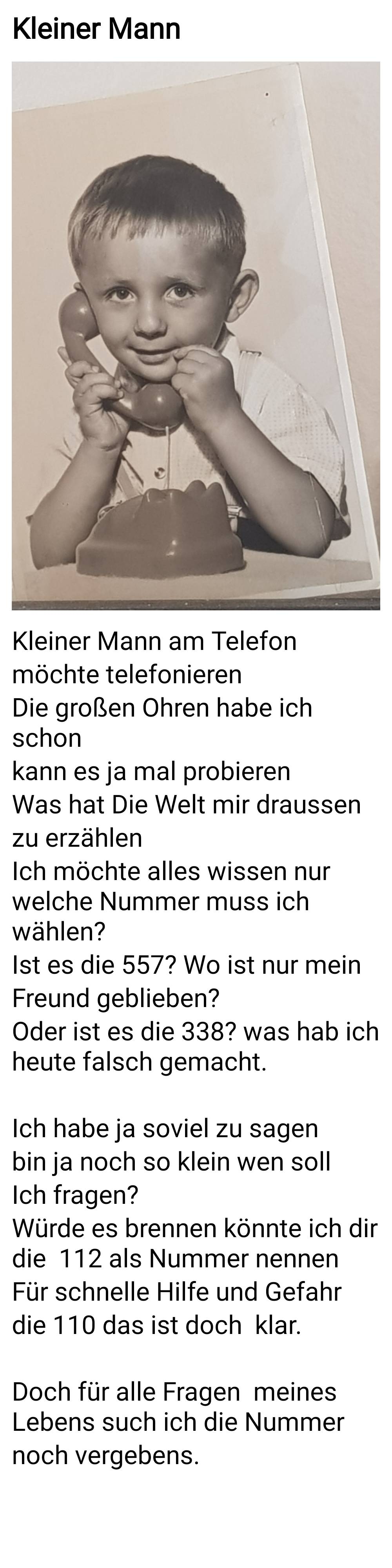 Bildgedicht: Kleiner Mann am Telefon