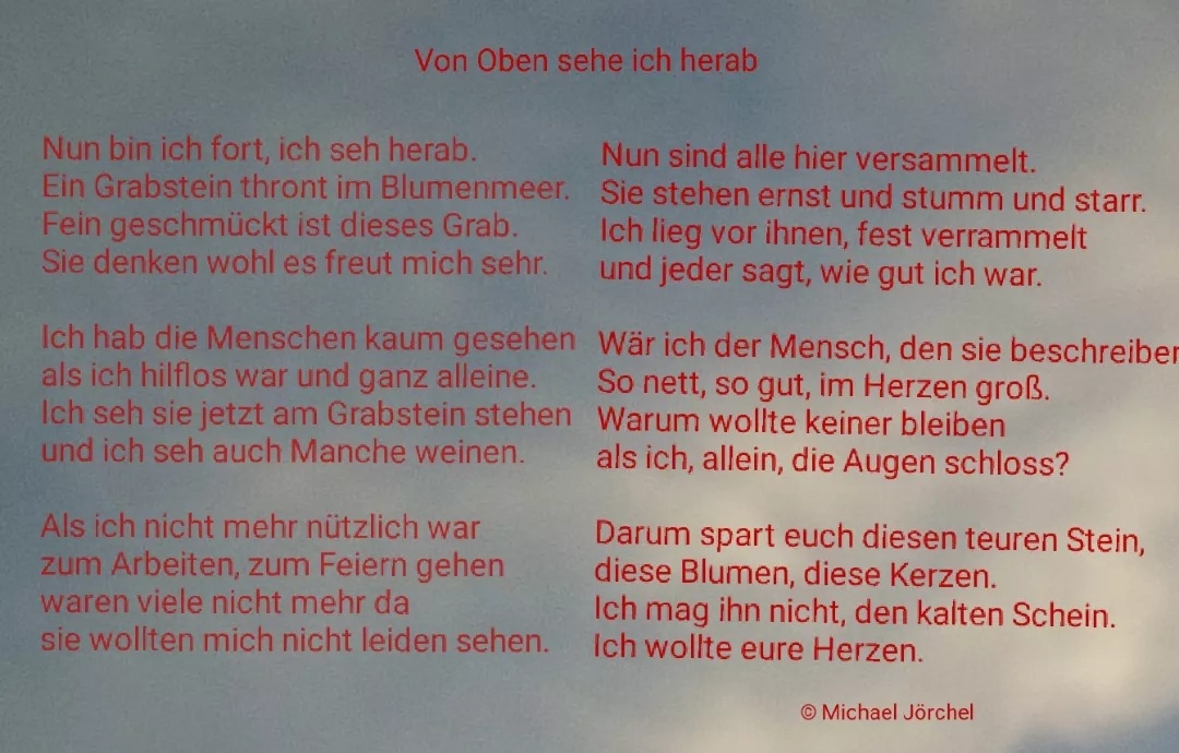 Bildgedicht: Von oben sehe ich herab