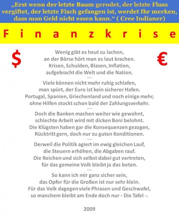 Bildgedicht: Finanzkrise