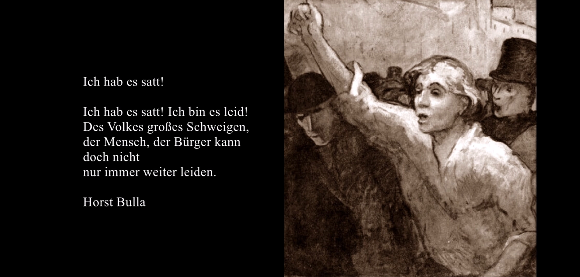 Bildgedicht: Gedicht, Ich hab es satt von Horst Bulla