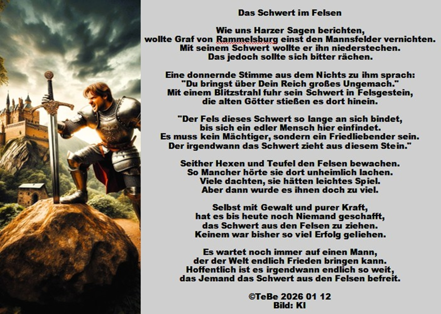Bildgedicht: Das Schwert im Felsen