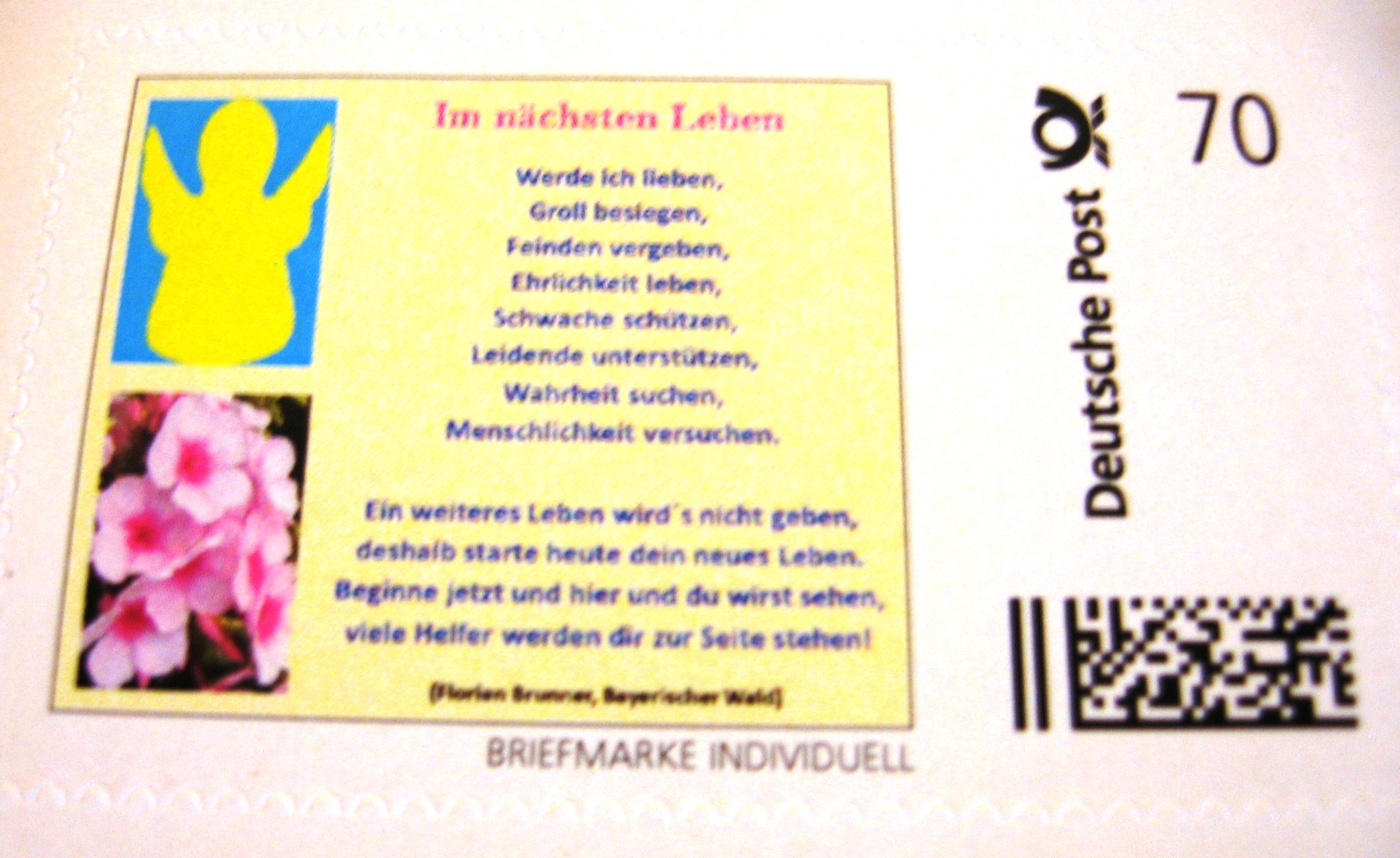 Bildgedicht: Im nächsten Leben Gedicht als Briefmarke 4