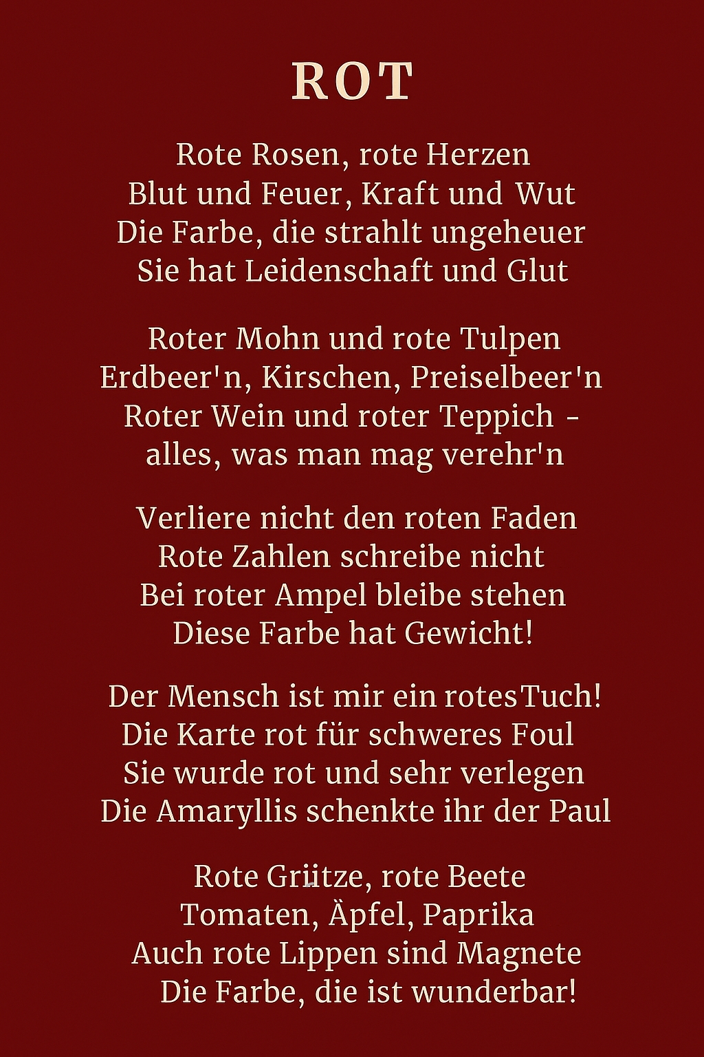 Bildgedicht: Rot