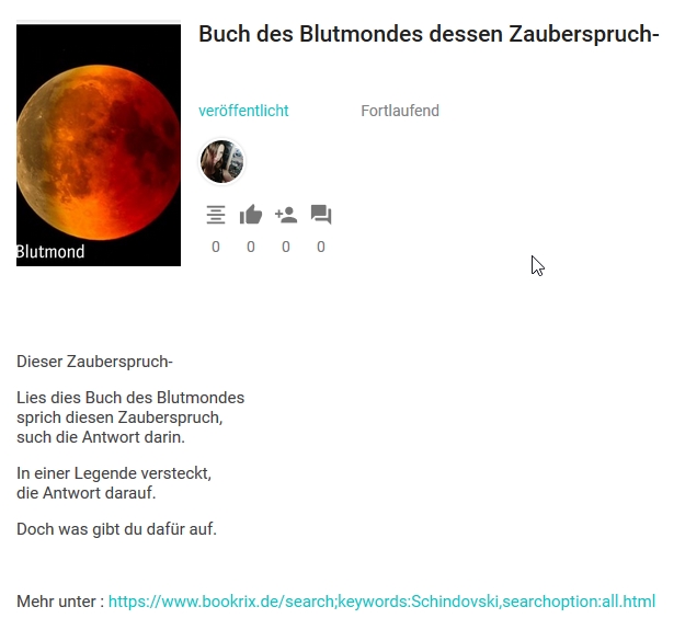 Bildgedicht: Buch des Blutmondes dessen Zauberspruch