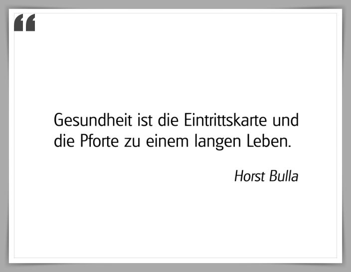 Bildgedicht: "Gesundheit ist die Eintrittskarte"