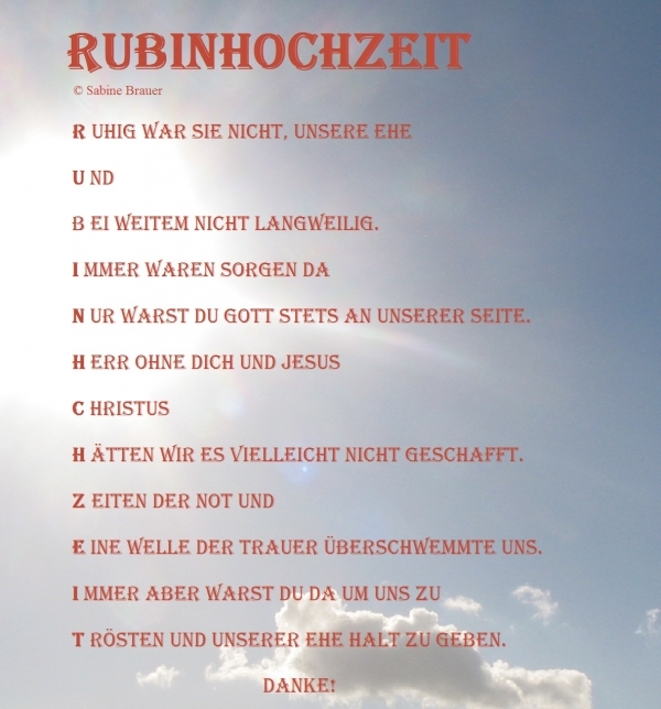 Featured image of post Gedichte Zur Rubinhochzeit Herzliche worte und zeilen an das jubelpaar f r gl ckwunschkarten und mehr