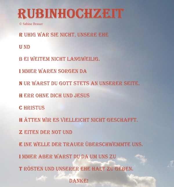 Bildgedicht: Rubinhochzeit