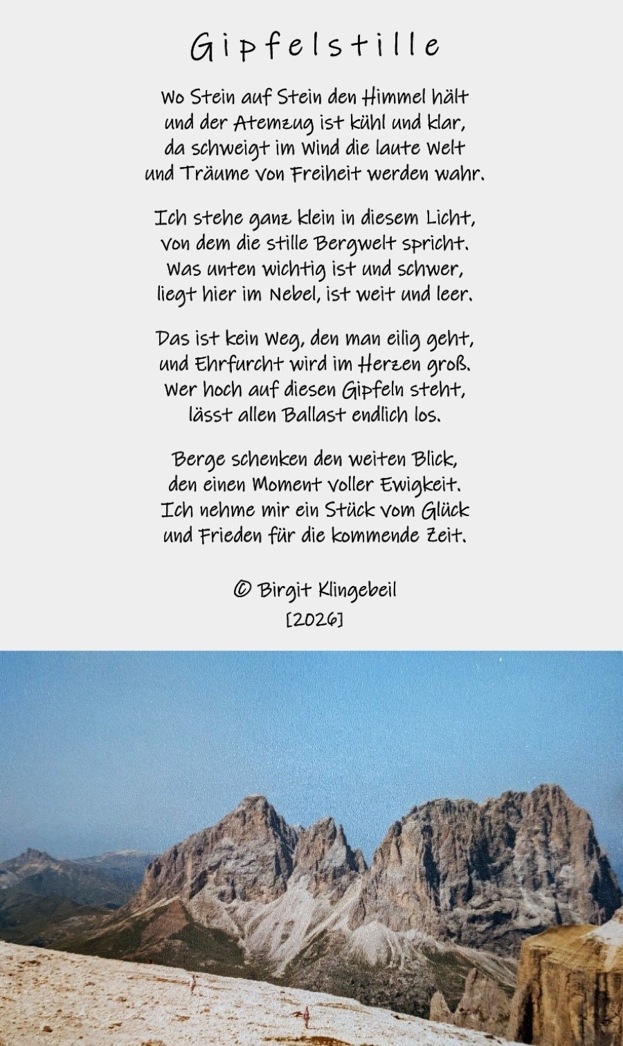 Bildgedicht: Gipfelstille