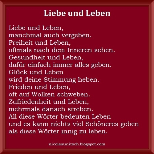 Bildgedicht: Liebe und Leben