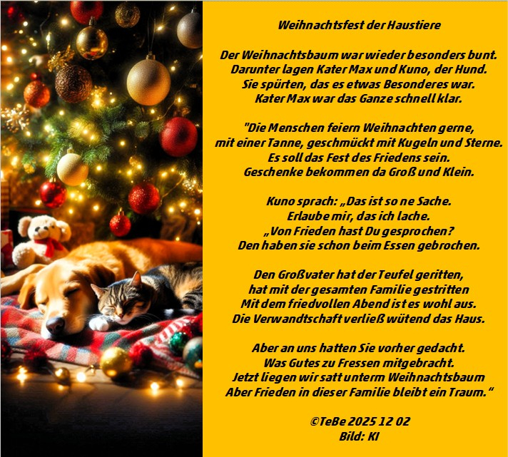 Bildgedicht: Weihnacht der Haustiere