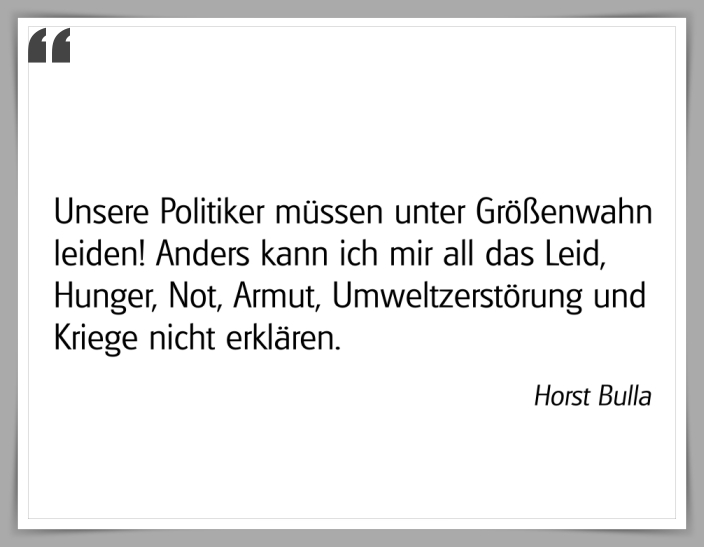 Bildgedicht: "Unsere Politiker müssen unter Größenwahn leiden!"