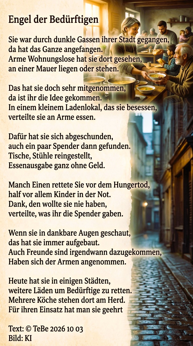 Bildgedicht: Engel der Bed&uuml;rftigen