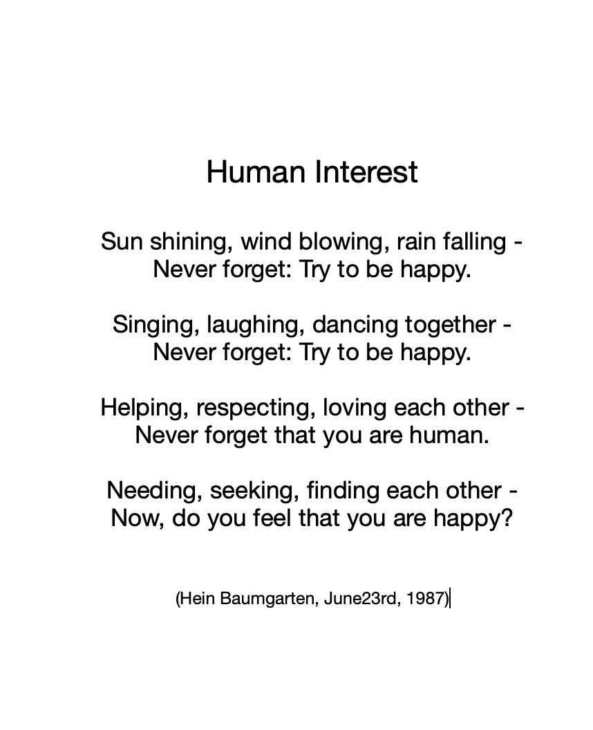 Bildgedicht: Human Interest