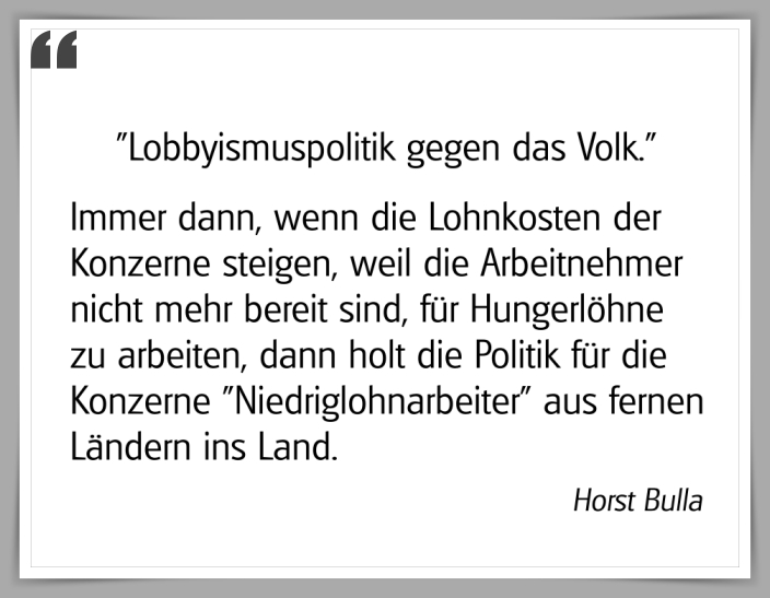 Bildgedicht: "Lobbyismuspolitik gegen das Volk."