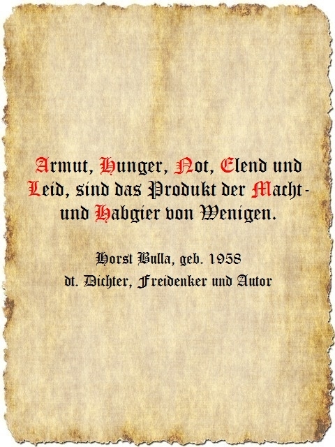 Bildgedicht: Armut, Hunger, Not, Elend und Leid