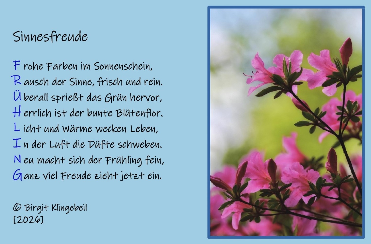 Bildgedicht: Sinnesfreude