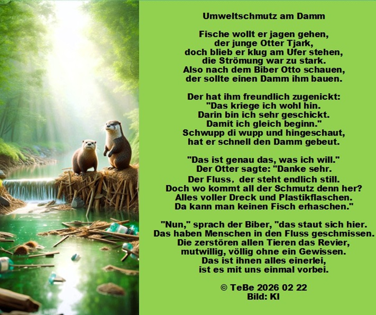 Bildgedicht: Umweltschmutz am Damm