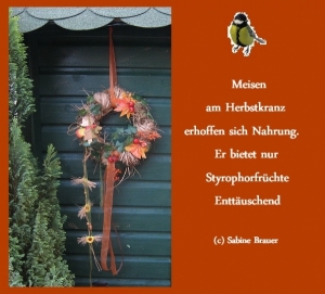 Vorschau Bildgedicht: Meisen am Herbstkranz