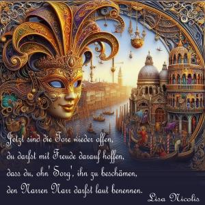 Vorschau Bildgedicht: Karneval (Bild von mir mit KI erstellt und bearbeitet)