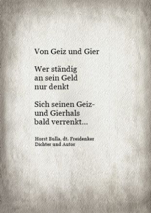 Vorschau Bildgedicht: Von Geiz und Gier