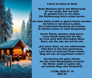 Vorschau Bildgedicht: Feiern im Haus im Wald