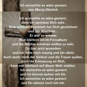 Vorschau Bildgedicht: Ich wünschte es wäre gestern 