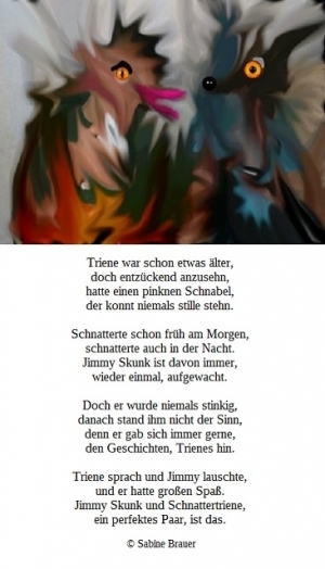 Vorschau Bildgedicht: Schnattertriene und Jimmy Skunk