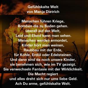 Vorschau Bildgedicht: Gefühlskalte Welt 